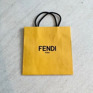 Authentic FENDI Roma GIFT BAG yellow & Black 10" x 10" x 4"
